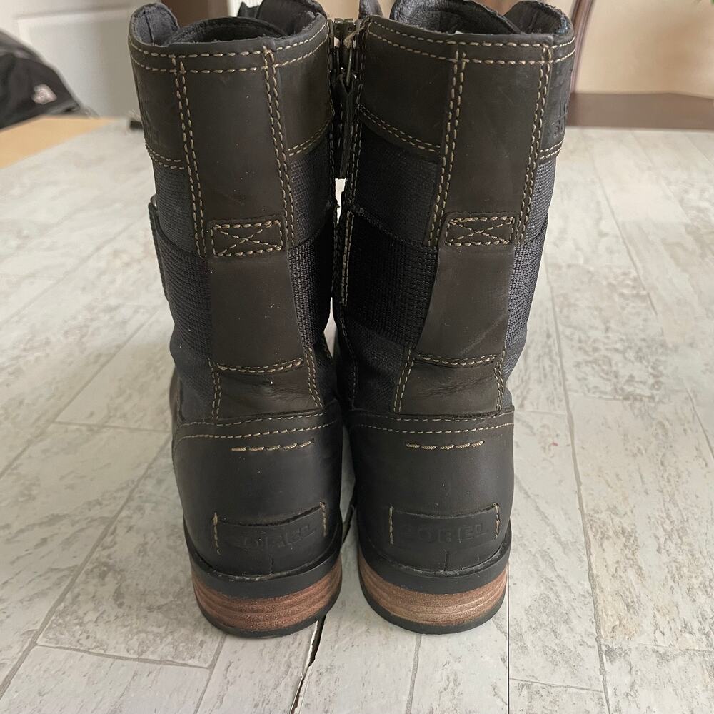 Sorel Emelie Conquest Explorer Lace Up Boots 7.5 Black Moto - Picture 4 of 8